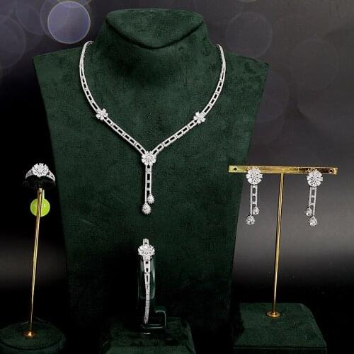 TIRIM Dubai Luxury Flower Bridal Necklace Set for Women Cubic Zirconia Wedding Jewelry Sets For Brides Accessories Jewellery