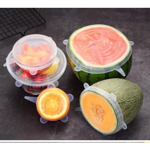 WORTHBUY 6 Pcs/Set Food Silicone Cover Cap Universal Silicone Lids For Cookware Bowl Reusable Stretch Lids Kitchen Accessories