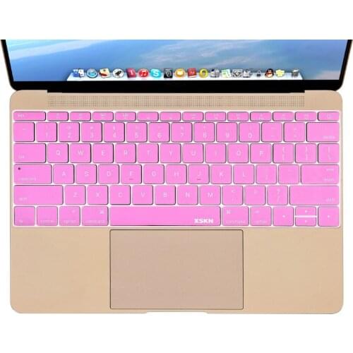 XSKN Candy Color Pink Silicone Rubber Keyboard Protector Cover Skin for MacBook 12 inch, English Language US Layout