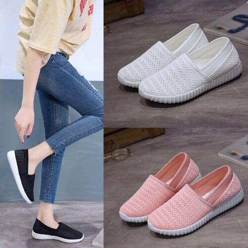 Summer womens breathable mesh casual shoes fashion flats shoes women shallow white slip-on loafers shoes ui890