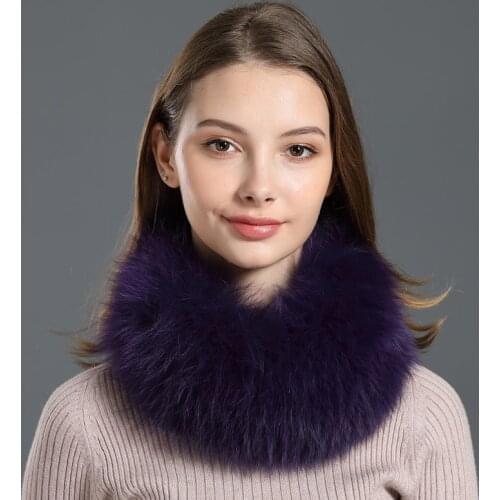 Real Fox Fur Scarf Neck Ring women Muffler Raccoon Hair Collar Cap Winter Luxury Purple 2019 New Genuine Fur Headband Female