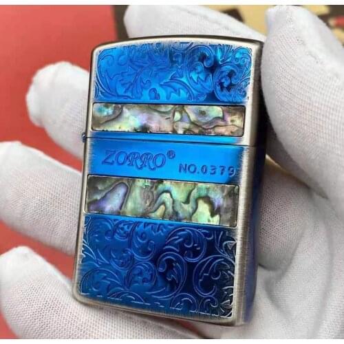 Zorro Color Shell Pure Copper Kerosene Windproof Lighter New Fashion Gasoline Engrave Machine Gift Male Cigarettes Accessory