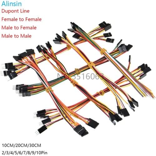 10PCS 10CM/20CM/30CM double head DUPONT LINE jumper wire dupont connector cable 2.54MM 2/3/4/5/6/7/8/9/10 PIN 2P/3P/4P/5P/6P/8P