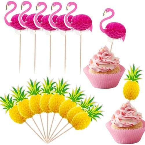 10pcs Cake Topper Flamingo Cupcake Toppers Cake Decorating Tools Wedding Birthday Party Decoration Baby Shower Cake Decorations