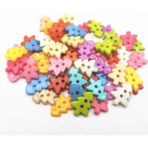 1000pcs Mixed Christmas Tree Buttons Plastic 2 Holes Sewing Button For Scrapbooking Embellishments