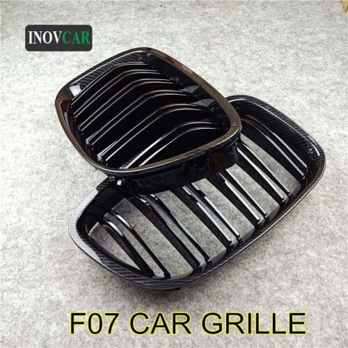 2 Pcs Gloss M Color Black Car Dual Slat Line Kidney Grille For 5 Series GT F07 2009-2016 ABS Car Styling Front Bumper Mesh Grill