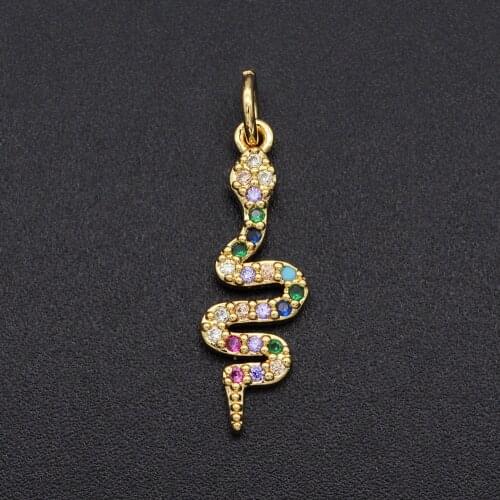 22x7mm 100% CZ Zircon DIY Jewelry Rainbow Snake Charm Pendant Wholesale Necklace Making Charms Bracelet Making Charm