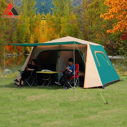 VANQUISHER Automatic large space one hall two bedrooms waterproof windproof family party camping tent with aluminum poles