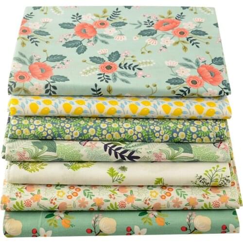 Booksew Telas De Algodon Para Patchwork Cotton Fabric Flowers Printed Needlework Quilting Clothes for Sewing Material 2 Pcs/lot