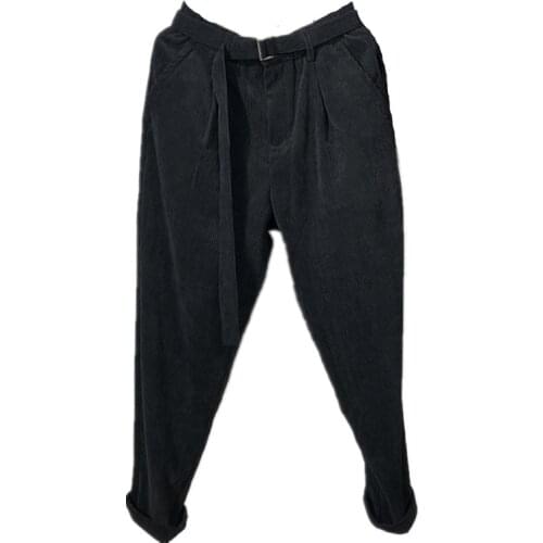 Owen Seak Men Casual Cargo Harem Pants High Street Wear Hip Hop Ankle Length Mens Clothing Sweatpants Autumn Black Pants
