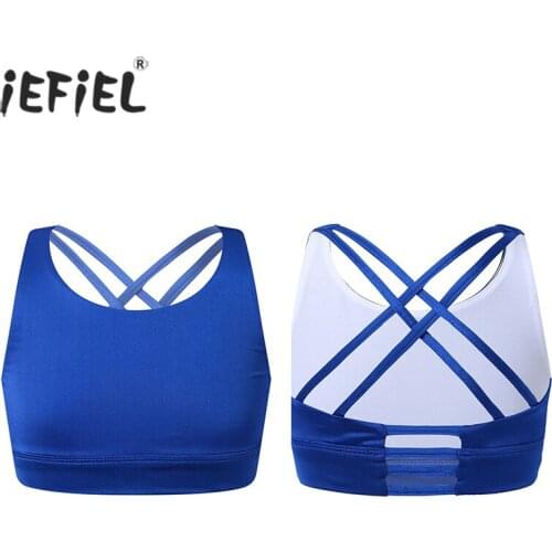 Kid Girls Tank Tops Sleeveless Camisole Backless Straps Cross Back Vest Top Child Yoga Bra for Gym Workout Activewear Underwear