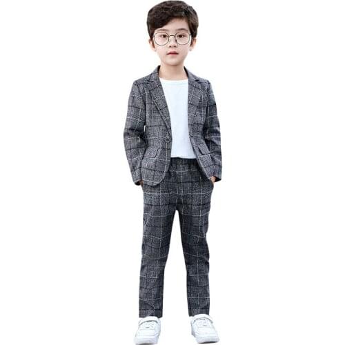 Childrens performance boys suit sets male children flower party dress clothes casual suit boy fashion 2pcs jacket pants sets
