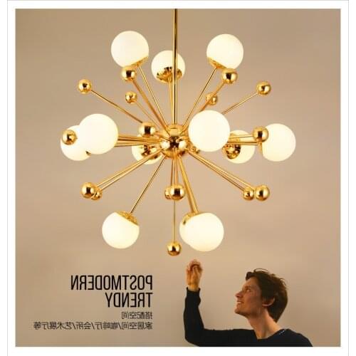 Post-modern Nordic Creative Dandelion Glass Ball Chandelier Bedroom Living Room Restaurant Chandelier lampen industrieel
