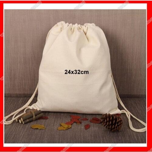 300pcs/lot) size 24x32cm custom blank cotton canvas drawstring backpack custom logo bag
