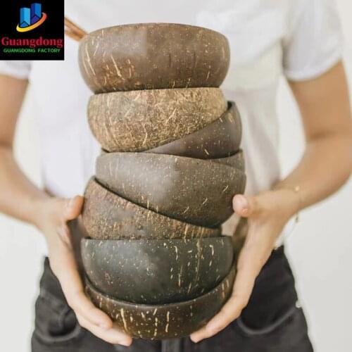 Coconut Bowl Decoration Fruit Salad Noodle Rice Bowl Wooden Fruit Bowl Handicraft Decoration Creative Coconut Shell Bowl