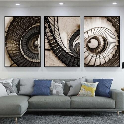 3 Piece Abstract Nordic Spiral Staircase Diamond Painting Cross Stitch Full Square Round Embroidery Mosaic Pictures Rhinestones