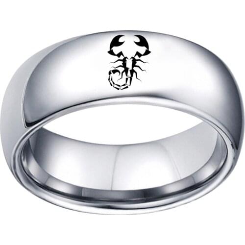 Customized 12 Constellations LOGO 8mm Titanium Rings Scorpio Anti-allergy Military Ring Personalize Unisex Titanium Couple Ring