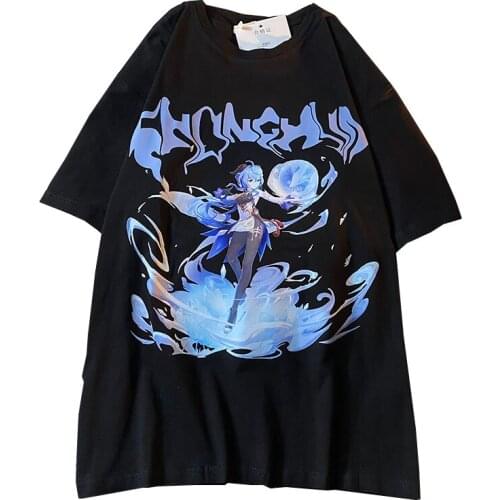 Genshin Impact Cosplay Costumes GanYu Short sleeve Fashion jacket coat Game Cute couple clothes Unisex Cartoons Sweatshirt Tops