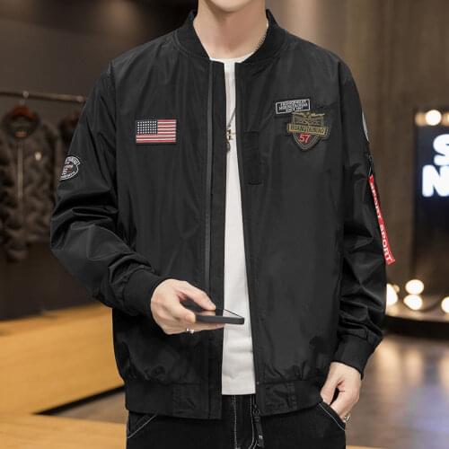 Mens Jacket Spring Autumn Bomber Printed Pilot Zipper Outerwear Fashion Street Coat Baseball Uniform Korean Version Clothing