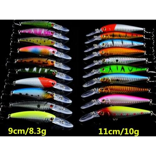 Hot 20pcs/Lot Fishing Lure Set Mixed 2 Model Minnow Lures Artificial Make High Quality Bass Fish Fishing Tackle