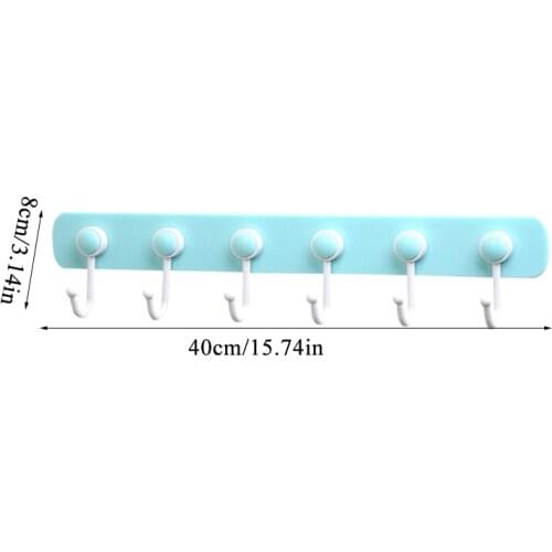 Multifunctional 6 Even Hook Creative Kitchen Wall Row Hook Door Free Punching No Trace Strong Sticky Hook Coat Hook Wall Hook