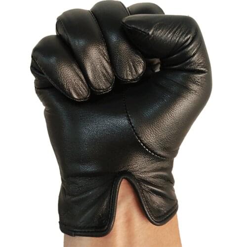 HighShine Mens Genuine Leather Gloves Male Soft Goatskin Thin Warm Winter Touch Screen Short Wrist Fashion Driving Gloves