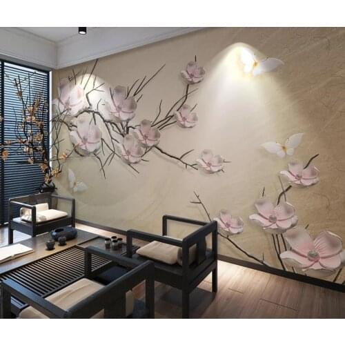 Pink Flower Wallpaper 3D Wall Mural Picture Bedroom Canvas Print Art Wall Paper Hand Painting Contact Paper luxury home decor