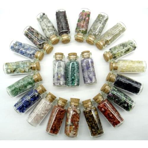 53*22m Natural Glass Wishing Bottles Chip Stones Quartz crystal aventurine Decoration pendant for diy Jewelry making Accessories