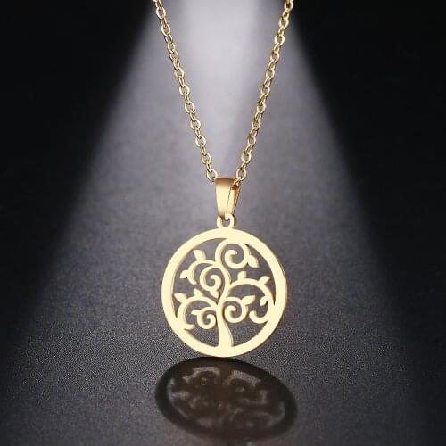 DOTIFI Stainless Steel Necklace For Women Man Dense Trees Choker Pendant Necklace Engagement Jewelry