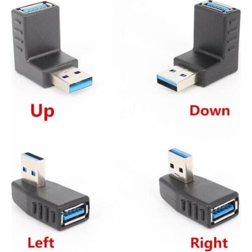 LBSC 90 degree USB 3.0 A male to female Left and right angled adapter USB 3.0 AM/AF Connector for laptop/PC Computer Black