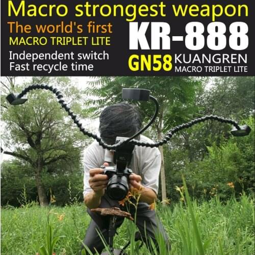 The worlds First kuangren K-888 Retractable Macro Flash Light SpTRIPLET eedlight GN58 For Canon Nikon Pentax DSLR Camera