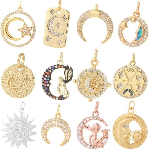 Bling Moon Pendant Charms for Jewelry Making Charm Designer Jewelry Charms for Earrings Necklace Bracelet Handmade High Quality