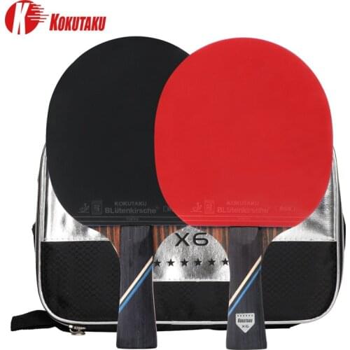 KOKUTAKU ITTF Professional 4/5/6 Star Ping Pong Racket Carbon Table Tennis Racket Bat Paddle Set Pimples In Rubber With Bag