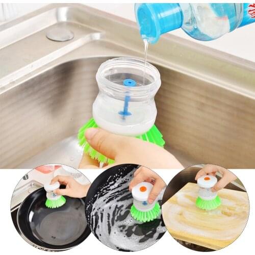 Home Dish Scrubber Brush With Soap Dispenser Washing Utensils For Dishes Pot Pan Cleaning Home Kitchen Random Color