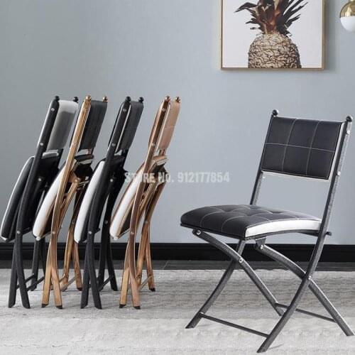 Folding Chair Dining Chair Metal Training Meeting Backrest Small Apartment Multifunctional Portable Office Reliable Wall High Ba