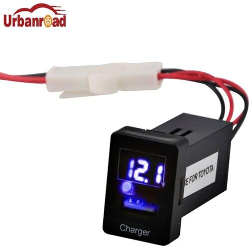 USB Port Dashboard Voltmeter Car 5V 2.1A Phone Charger for TOYOTA Car Voltmeter Display Charger Adapter Cigarette Lighter USB