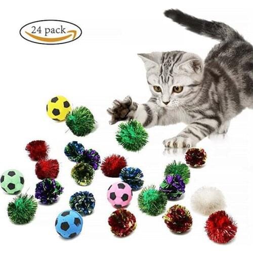 Usd0.2/pc Free shipping cat toys pack 24pcs kitten playing toys cat toys ball pack gift bag