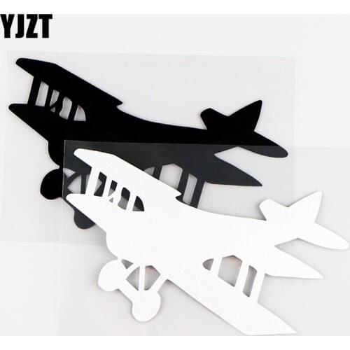 YJZT 14.3X9CM Interessting Car Stickers Vinyl Decals Window Decoration Of Aircraft Fly Aviation Sky Black / Silver 10A-0281