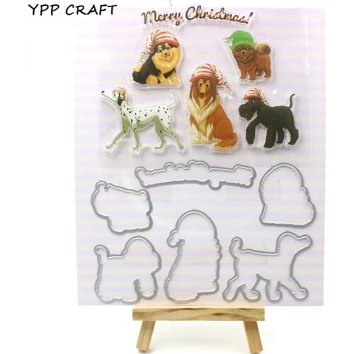 YPP CRAFT Cute Dogs Transparent Stamp And Cutting Dies for DIY Scrapbooking/Card Making/Kids Fun Decoration Supplies 1017