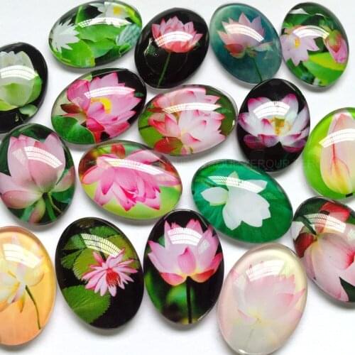 ZEROUP 30x40mm Handmade Photo Glass Cabochons Mixed Pattern Domed Oval Jewelry Accessories Supplies for Jewelry 10pcs/lot TP-300