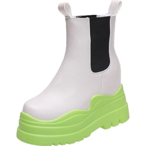 Winter Fashion Slip on High Heels Chelsea Boots Woman Height Increasing Shoes Dropshipping Womens Thick Sole Platform Boots