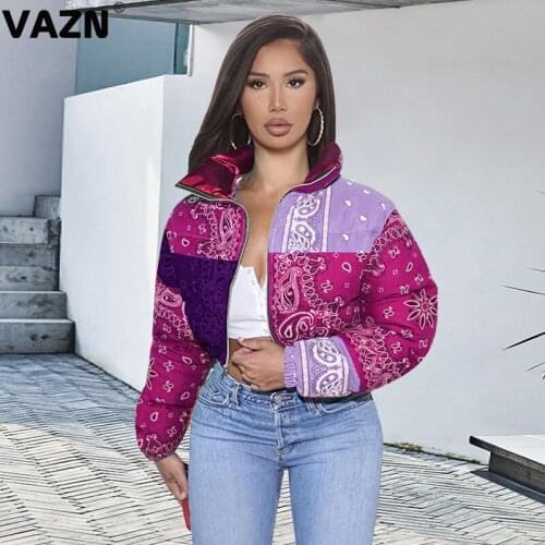 VAZN 2020 Winter Down Jackets Overalls Elegant Casual Young High-end Fashion Full Sleeve High Waist Braid Women Short Outwears