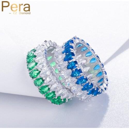 Pera Luxury Sparking Mirco Pave Big Water Cut Cubic Zirconia Finger Ring For Brilliant Women Prom Party Jewelry Accessories R111