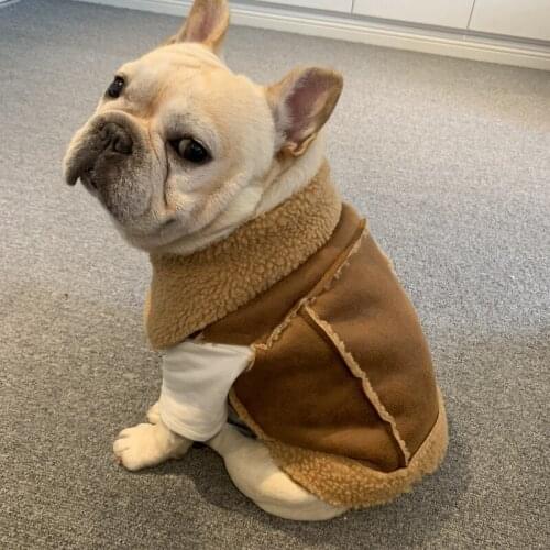 Winter Dog Coat French Bulldog Clothes Lambswool Jacket Pug Clothing Schnauzer Outfit Suede Cashmere Pet Vest Costume