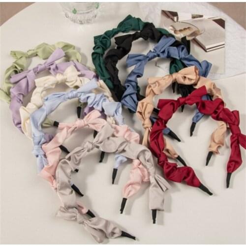 1PCS Retro Elegant Satin Bow Womens Hair Band Simple French Net Red Girl Hairpin Childrens New Headdress Hair Accessories