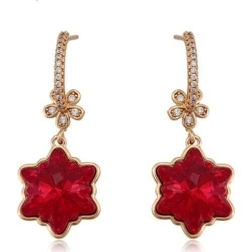 11.11 Trendy Jewelry 2021 made with Austria Crystal Fashion Snowflake Dangle Earrings for Women Best Girls Christmas Bijoux Gift