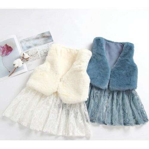 2018 new winter Girls Kids boys Lace stitching long plus velvet vest comfortable cute baby Clothes Children Clothing