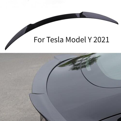 2021 for Tesla Model Y Car Trunk Spoiler Modification Accessories Sports Tail Carbon Fiber Texture Spoiler Fixed Wind Wing