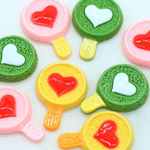 24*35mm Resin Flat Back Heart Popsicle Cabochons-Dollhouse Fake Food Miniatures-Resin Micro Landscape Decoration Miniatures