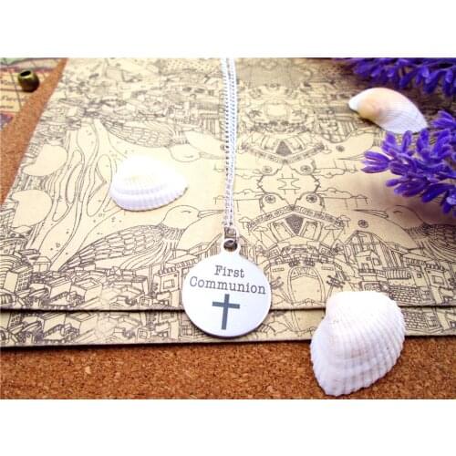 3pcs/lot Fashion stainless steel necklace "first communion" Charms necklace Jewelry Gift more style for choosing